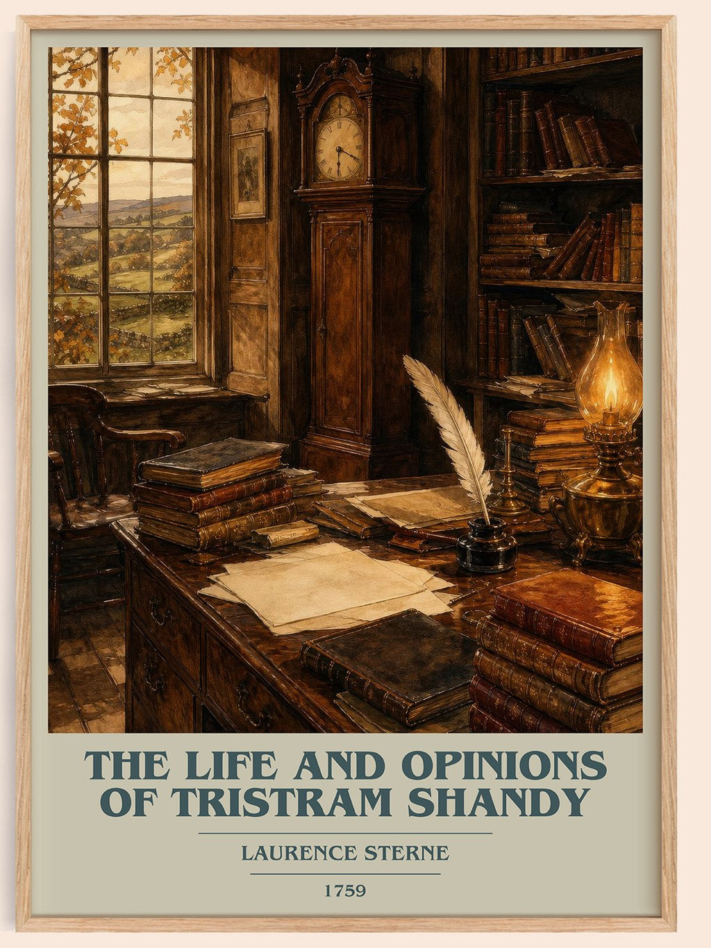 The Life And Opinions Of Tristram Shandy book cover book poster by Laurence Sterne – framed literary art print