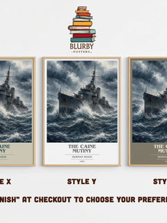 The Caine Mutiny book cover print in frame leaning in hallway – historical fiction wall art