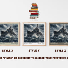 The Caine Mutiny literary print in frame leaning in hallway – historical fiction wall art