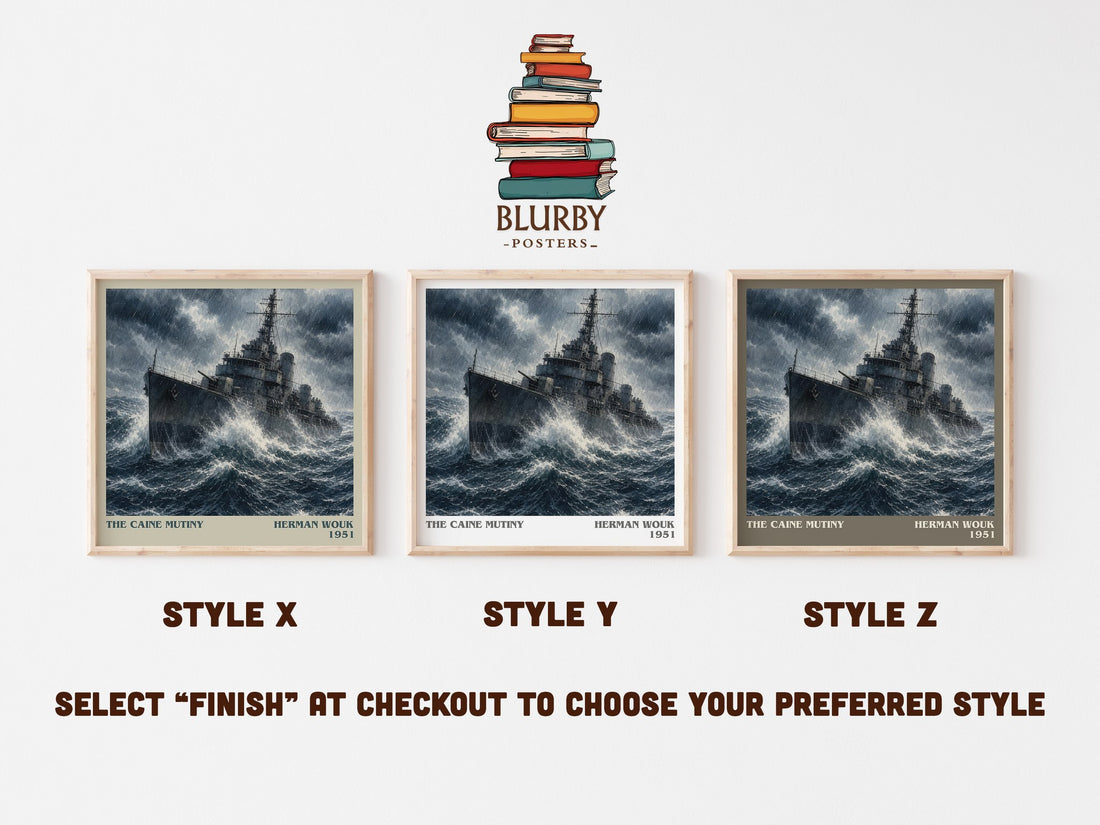 The Caine Mutiny literary print in frame leaning in hallway – historical fiction wall art