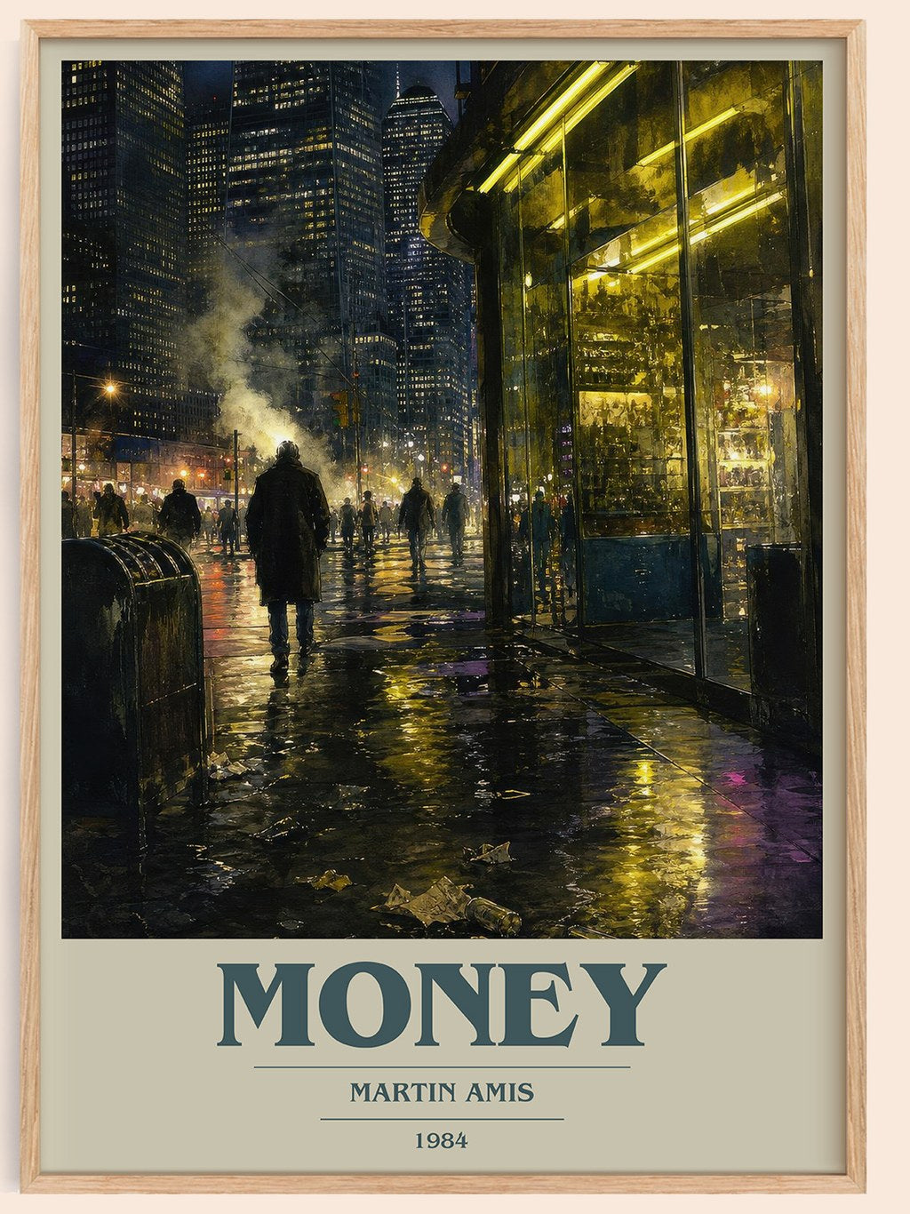 Money book cover book poster by Martin Amis – framed literary art print