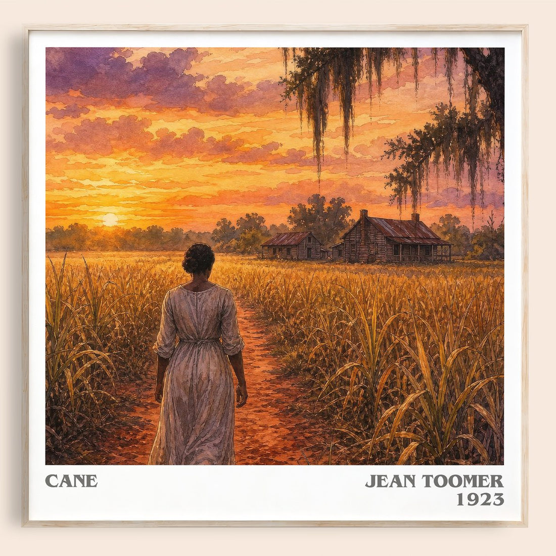 Cane literary book poster by Jean Toomer – framed literary art print
