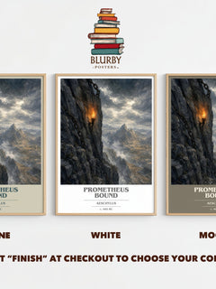 Prometheus Bound book cover print framed by window – Stone, White and Mocha side by side – choose your colour