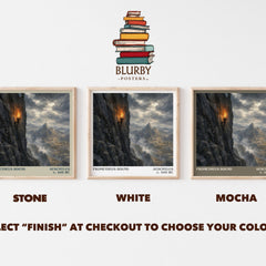 Prometheus Bound literary print framed by window – Stone, White and Mocha square prints side by side – choose your colour