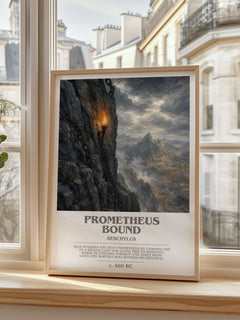 Prometheus Bound bookish print in frame leaning in hallway – classic literature wall art