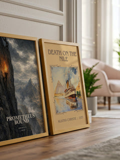 Prometheus Bound watercolour print framed by window – literary home decor