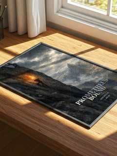 Prometheus Bound watercolour book poster framed on wall – classic literature wall art