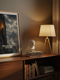 Prometheus Bound watercolour print on bookshelf – Aeschylus fan gift