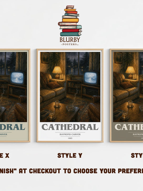 Cathedral book cover print in frame leaning in hallway – literary fiction wall art