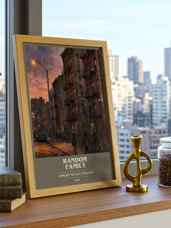 Random Family book cover print framed by window – literary home decor
