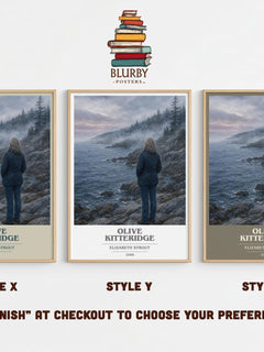 Olive Kitteridge book cover print in frame leaning in hallway – literary fiction wall art