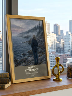 Olive Kitteridge book cover print framed by window – literary home decor