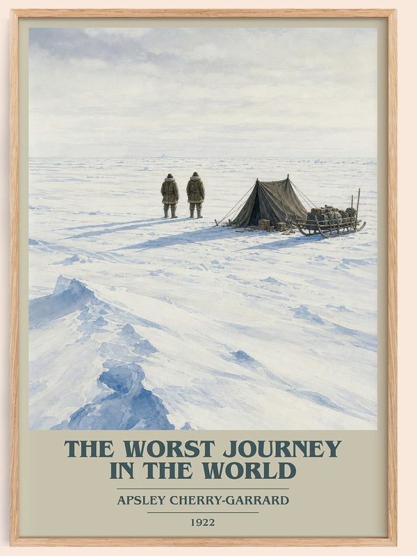 The Worst Journey in the World book cover book poster by Apsley Cherry-Garrard – framed literary art print