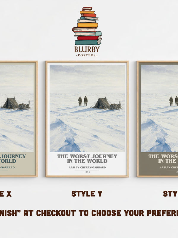 The Worst Journey in the World book cover print in frame leaning in hallway – memoir wall art