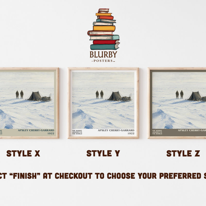 The Worst Journey in the World literary print in frame leaning in hallway – memoir wall art