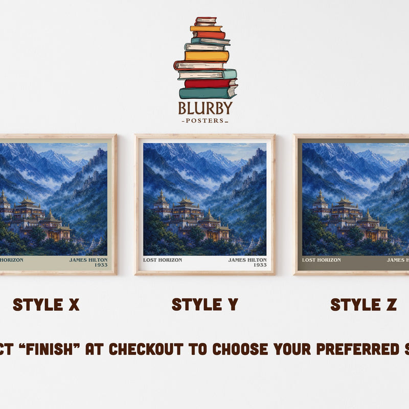 Lost Horizon literary print in frame leaning in hallway – adventure wall art