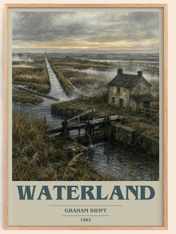 Waterland book cover book poster by Graham Swift – framed literary art print