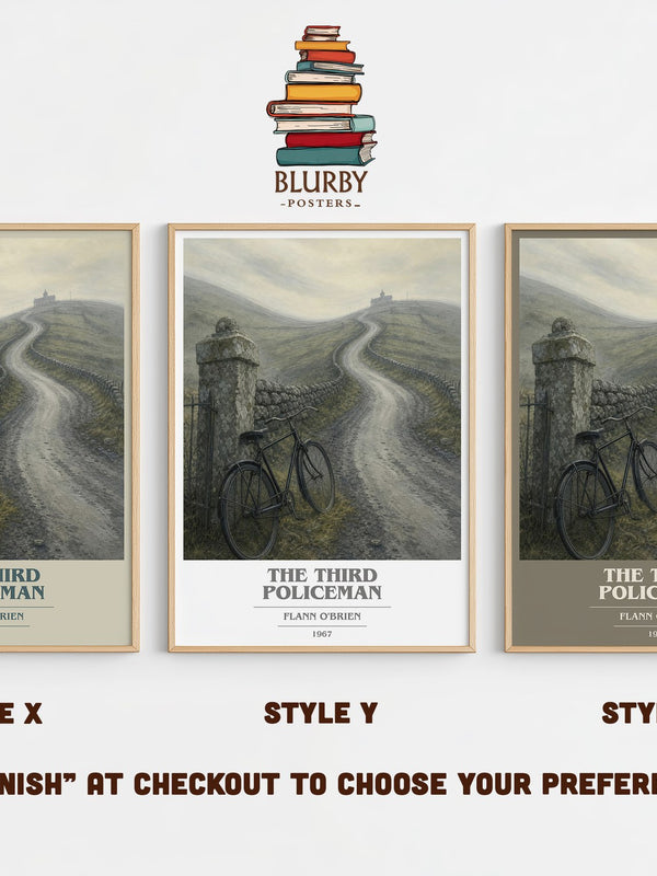 The Third Policeman book cover print in frame leaning in hallway – literary fiction wall art