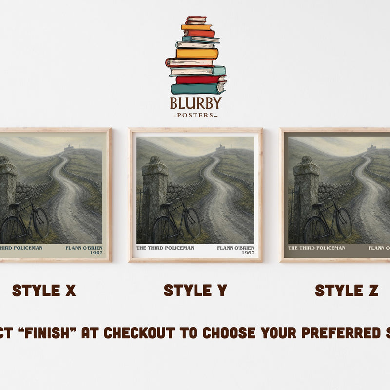 The Third Policeman literary print in frame leaning in hallway – literary fiction wall art