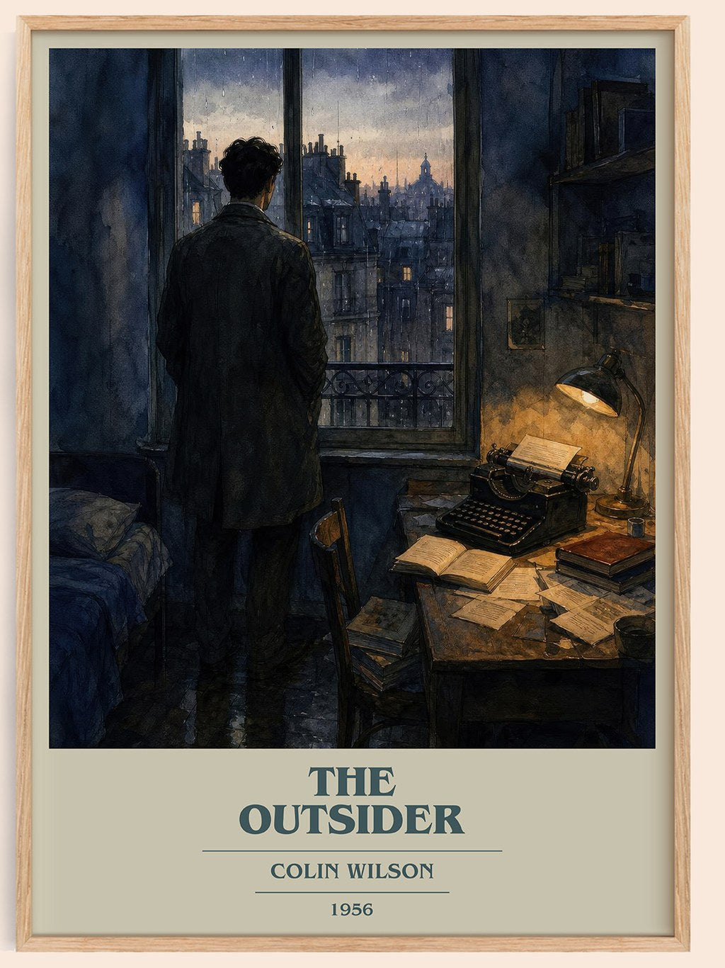 The Outsider book cover book poster by Colin Wilson – framed literary art print