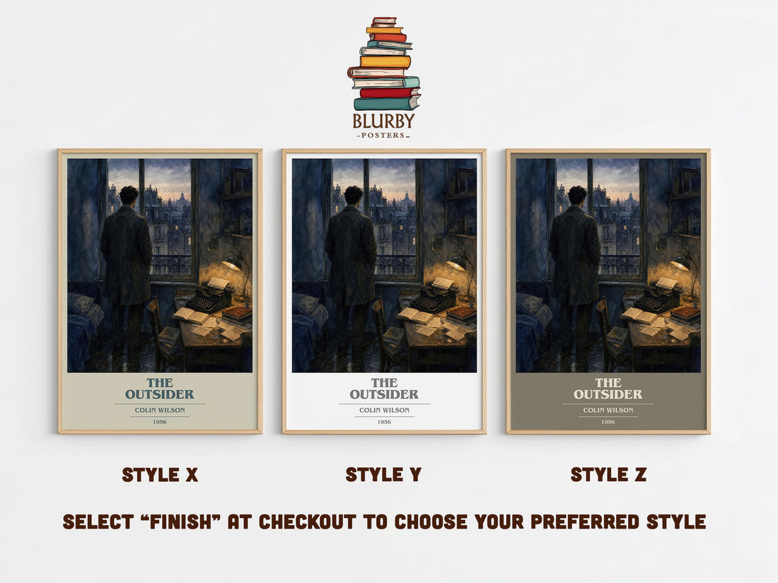 The Outsider book cover print in frame leaning in hallway – philosophy wall art
