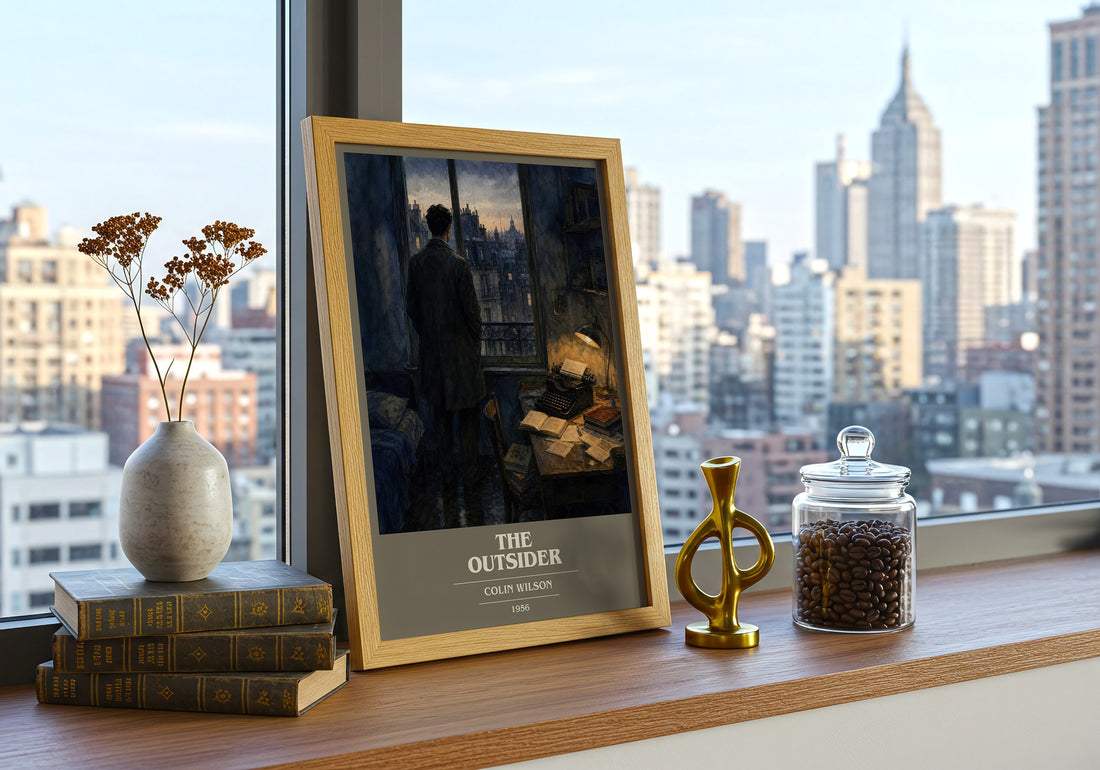 The Outsider book cover print framed by window – literary home decor