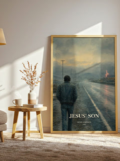 Jesus' Son watercolour print in frame leaning in hallway – literary fiction wall art