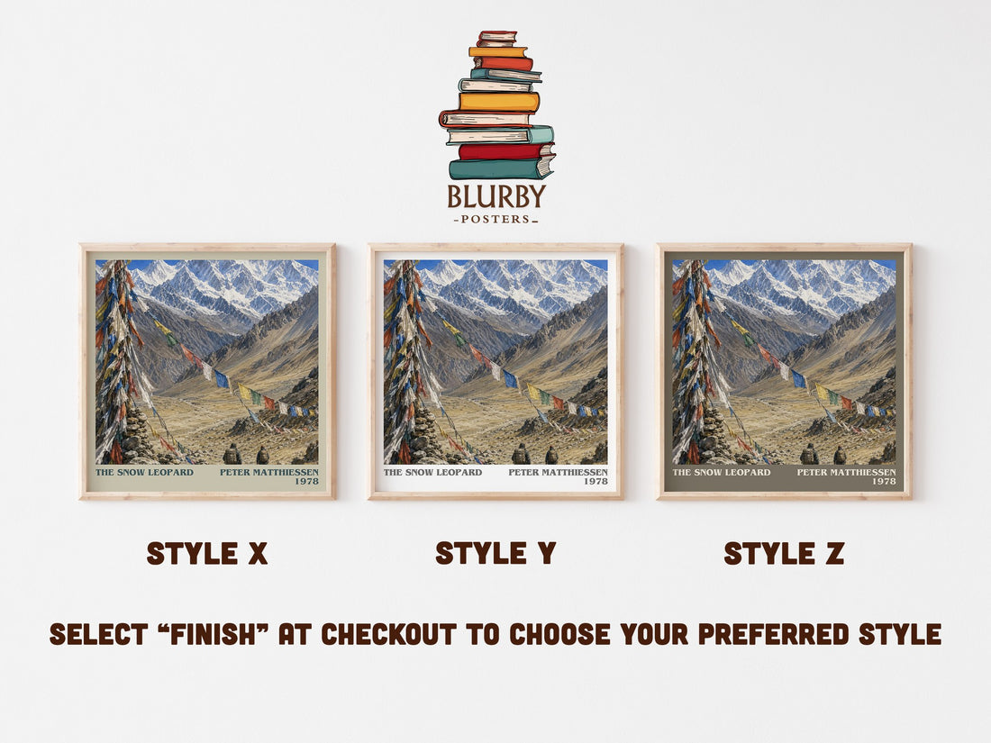 The Snow Leopard literary print in frame leaning in hallway – memoir wall art (mockup)