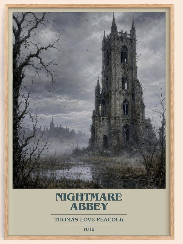 Nightmare Abbey book cover book poster by Thomas Love Peacock – framed literary art print