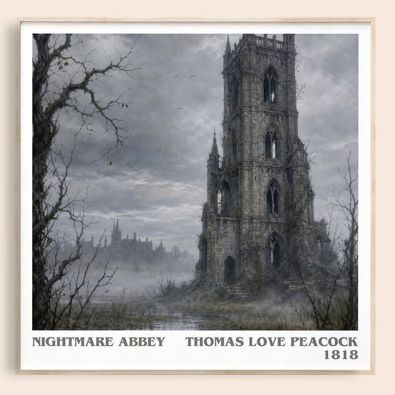 Nightmare Abbey literary book poster by Thomas Love Peacock – framed literary art print