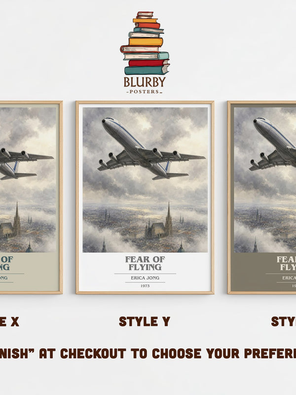 Fear of Flying book cover print in frame leaning in hallway – contemporary fiction wall art