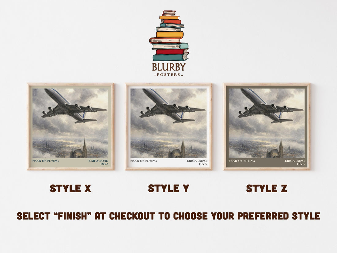 Fear of Flying literary print in frame leaning in hallway – contemporary fiction wall art (mockup)