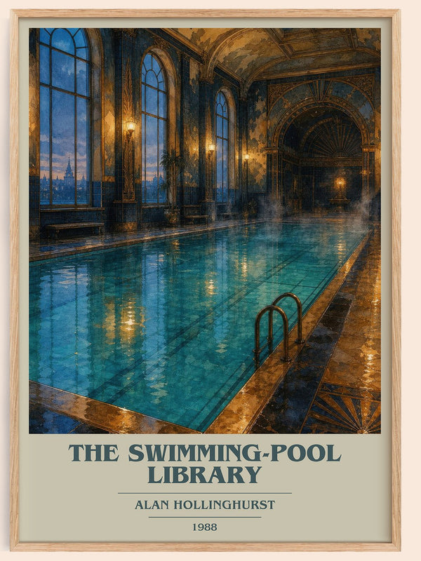 The Swimming-Pool Library book cover book poster by Alan Hollinghurst – framed literary art print