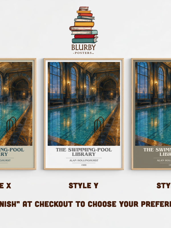 The Swimming-Pool Library book cover print in frame leaning in hallway – literary fiction wall art