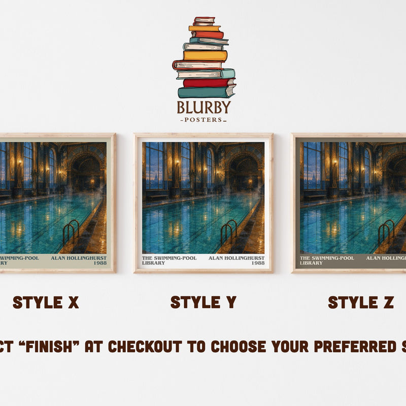 The Swimming-Pool Library literary print in frame leaning in hallway – literary fiction wall art