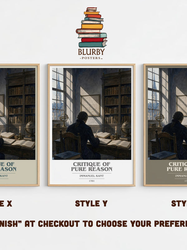 Critique of Pure Reason book cover print in frame leaning in hallway – philosophy wall art