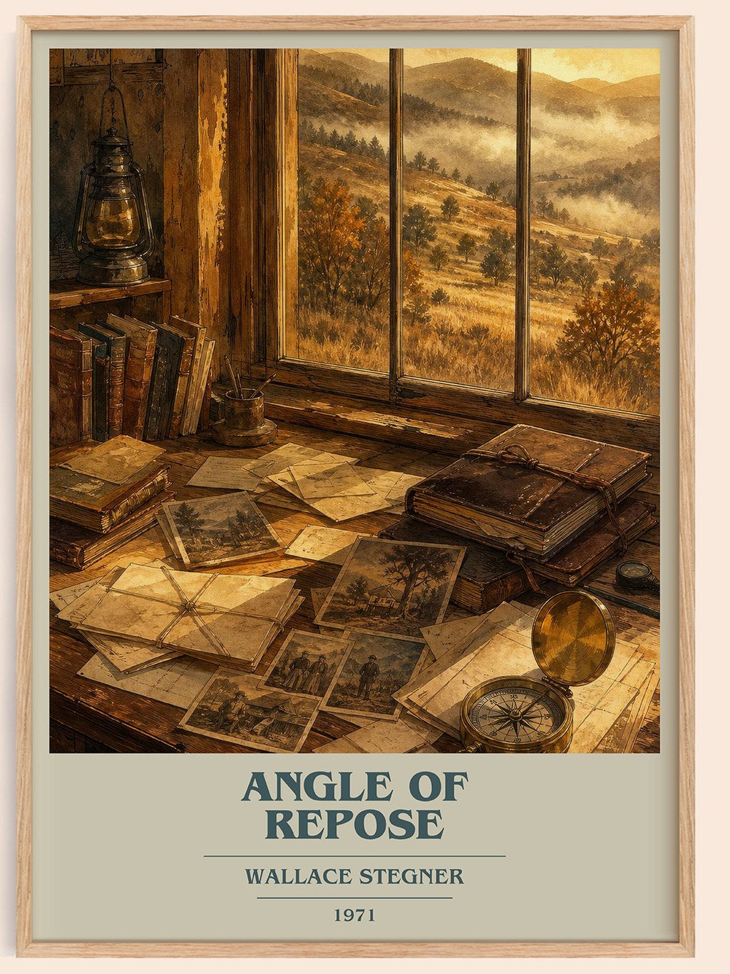 Angle of Repose book cover book poster by Wallace Stegner – framed literary art print