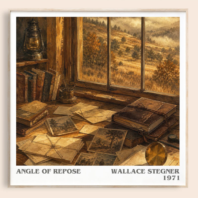 Angle of Repose literary book poster by Wallace Stegner – framed literary art print