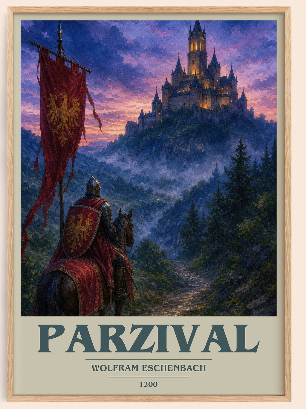 Parzival book cover book poster by Wolfram Eschenbach – framed literary art print