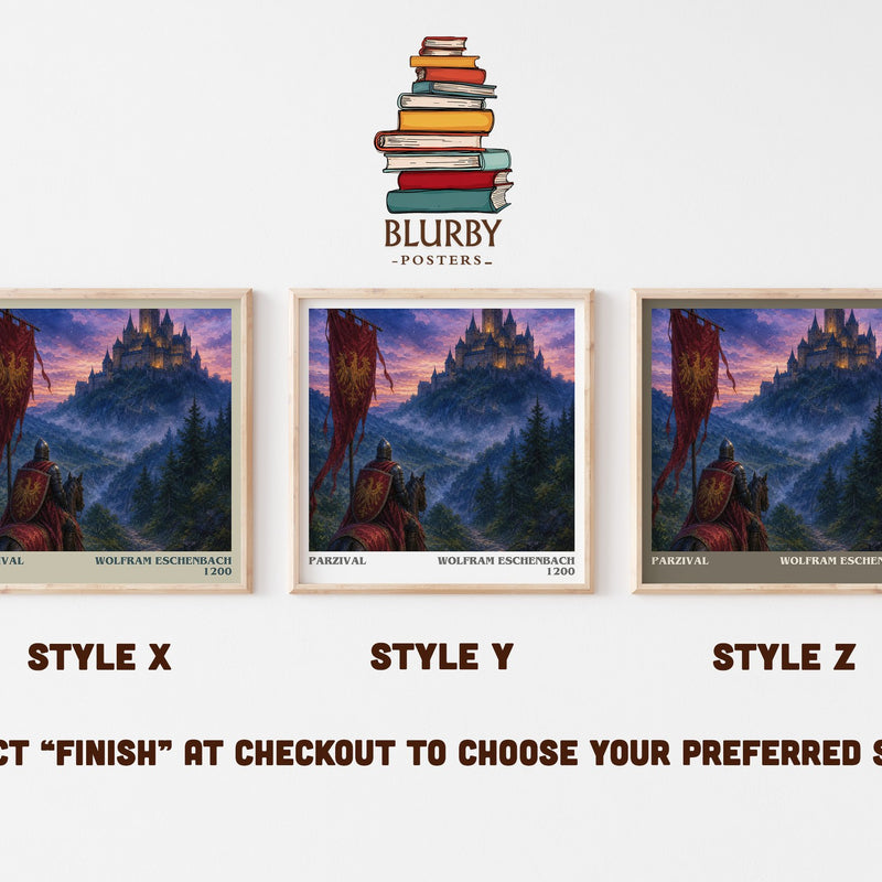Parzival literary print in frame leaning in hallway – classic literature wall art