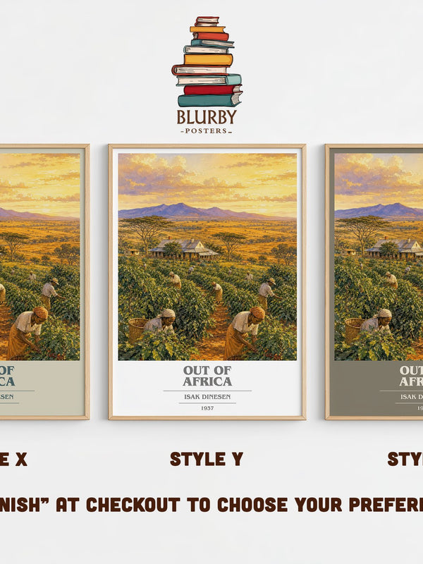 Out of Africa book cover print in frame leaning in hallway – memoir wall art