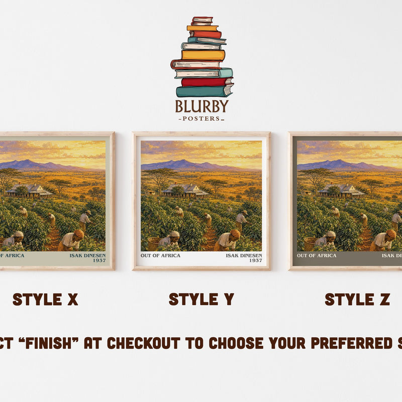 Out of Africa literary print in frame leaning in hallway – memoir wall art