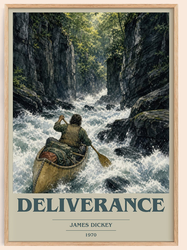 Deliverance book cover book poster by James Dickey – framed literary art print
