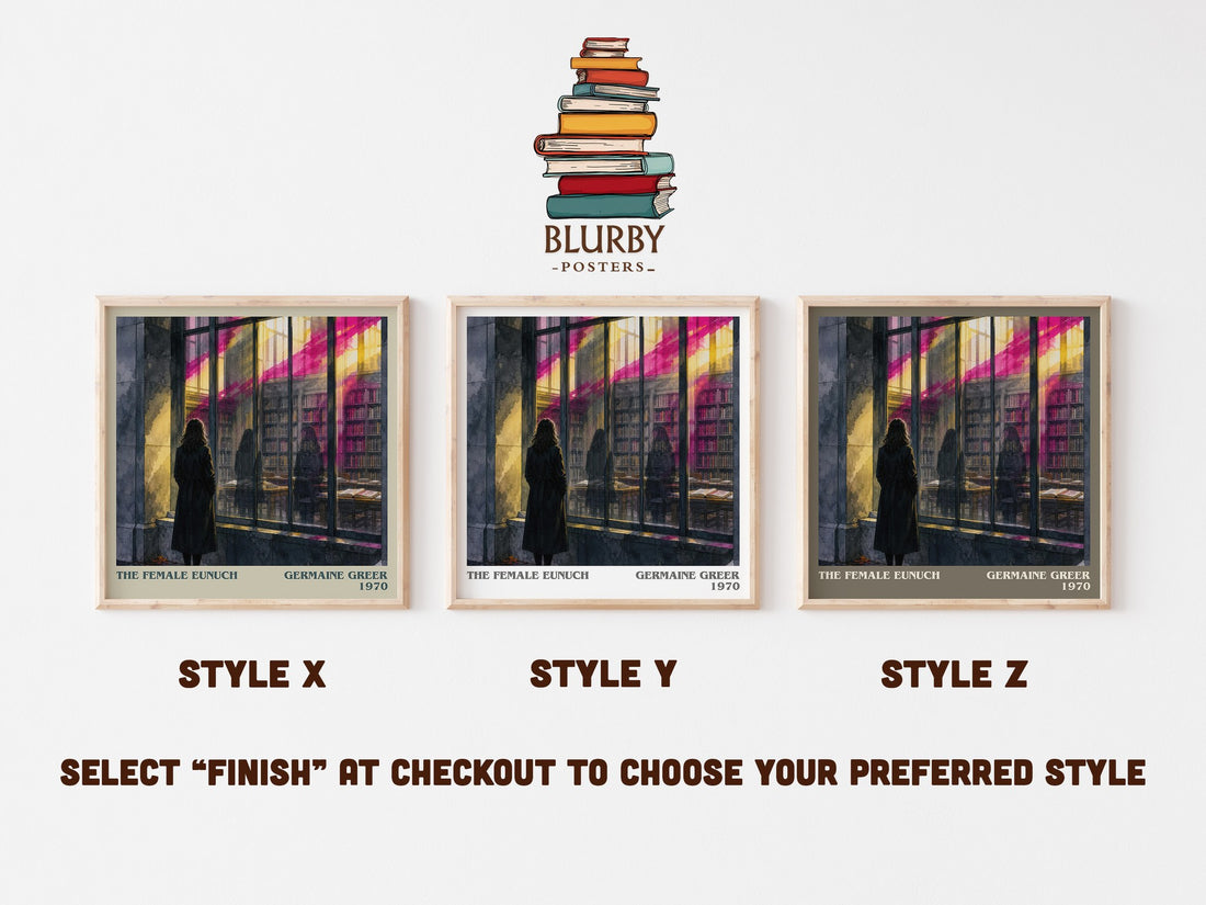 The Female Eunuch literary print in frame leaning in hallway – non fiction wall art