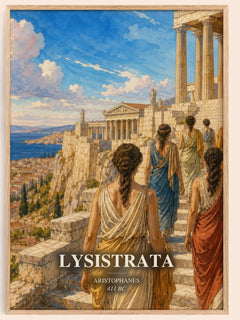 Lysistrata watercolour book poster by Aristophanes – framed literary art print