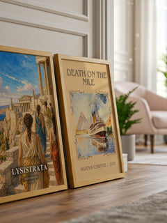 Lysistrata watercolour print framed by window – literary home decor