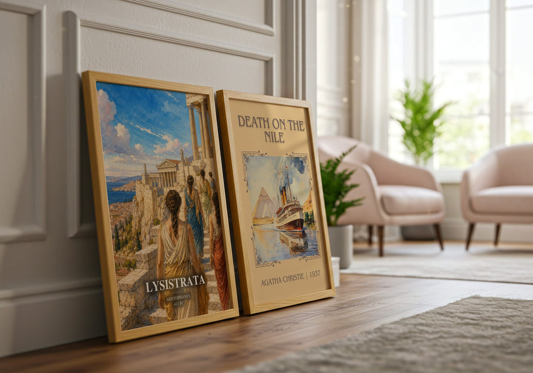 Lysistrata watercolour print framed by window – literary home decor