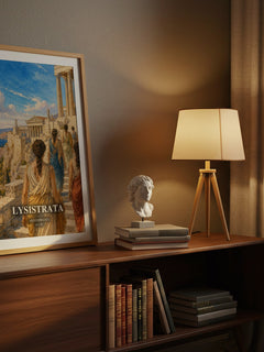 Lysistrata watercolour print on bookshelf – Aristophanes fan gift