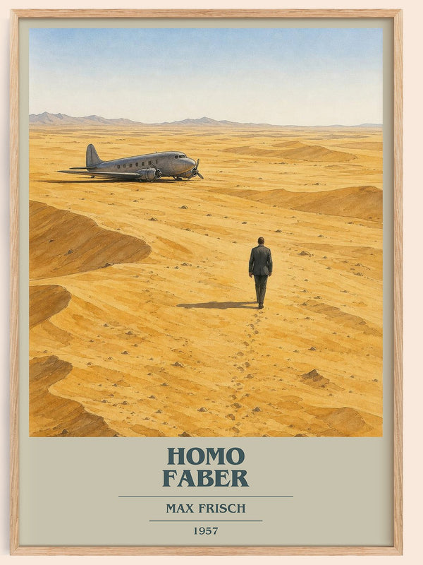 Homo Faber book cover book poster by Max Frisch – framed literary art print