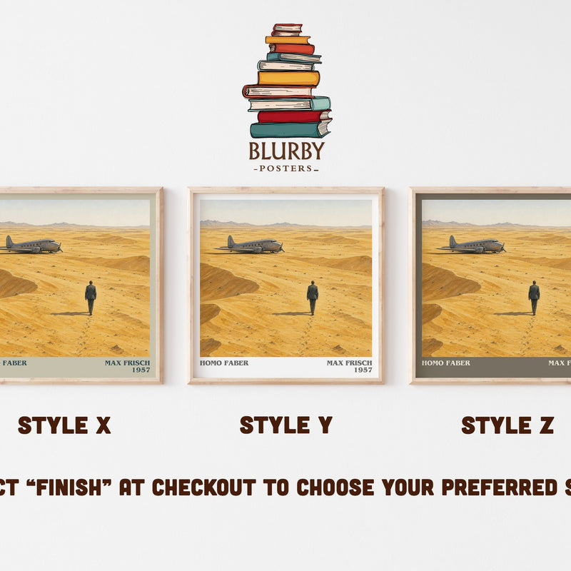 Homo Faber literary print in frame leaning in hallway – literary fiction wall art